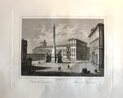 Cottafavi Gaetano (attivo nella prima metà  del XIX Secolo) Piazza del Quirinale - Place du Quirinal 1840 ca. Roma 